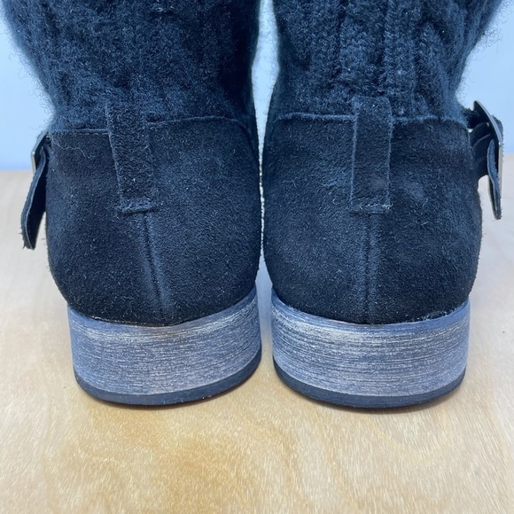 BearPaw Black Suede/Knit Shania Ankle Boots Sz 9 - Picture 4 of 9